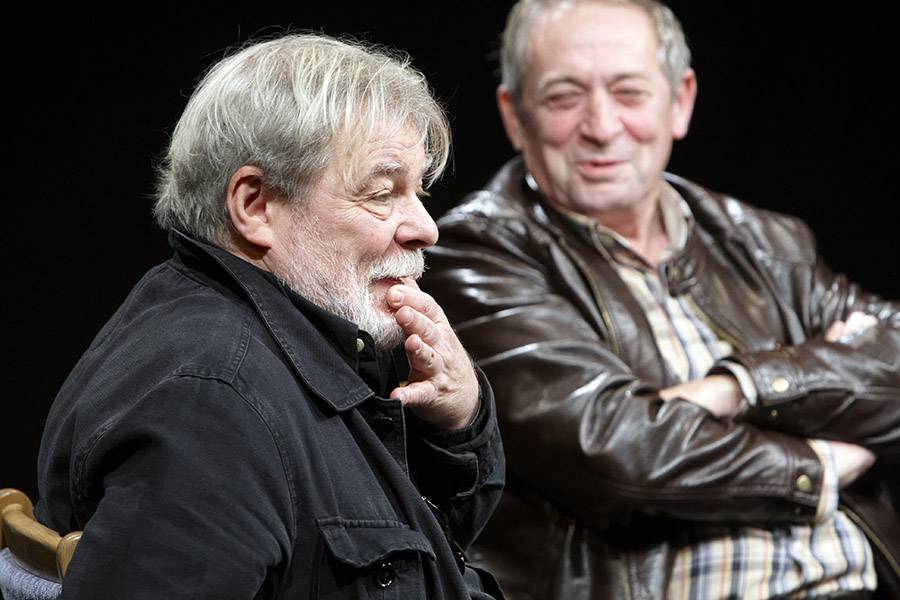 Banga Ferenc és Parti Nagy Lajos a színházban fotó: Mészáros Zsolt